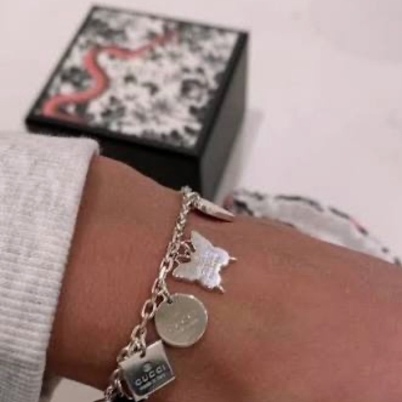 GUCCI Sterling Silver Heart Butterfly Pendant Necklace | eBay Gucci Silver 925 Neckless & bracelet butterfly, heart collection